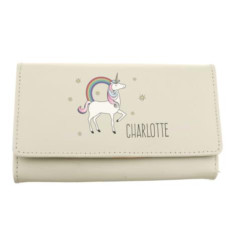 Personalised Unicorn Cream Leather Purse £24.99